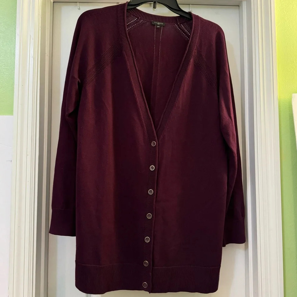 Talbots Plus Purple Long Sleeve Cardigan - Picture 1 of 8